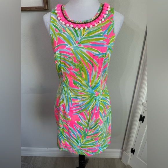 Lilly Pulitzer Dresses & Skirts - Lilly Pulitzer Tiki Pink and Royal Lime Resort Sheath Dress